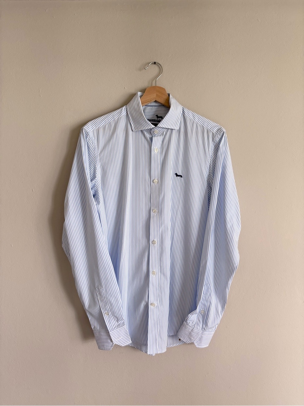 Harmont & Blaine Men's Light Blue Pinstripe Dress Shirt